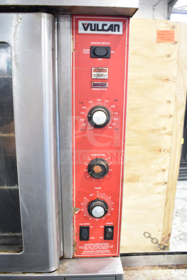 Vulcan SG4D-4 convection oven with view-through doors and thermostatic controls. Features include view-through doors, thermostatic controls, and commercial casters.