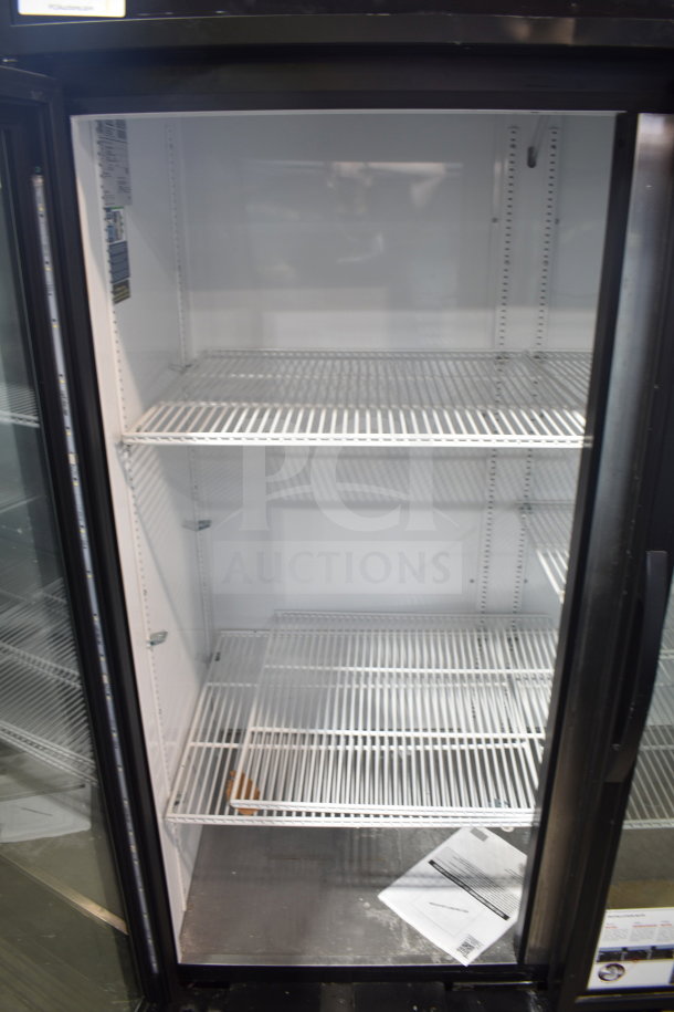 2019 True GDM-49-HC Cooler, commercial 2-door, tested, working, 115V, 1 phase, clean interior shelves, door open.