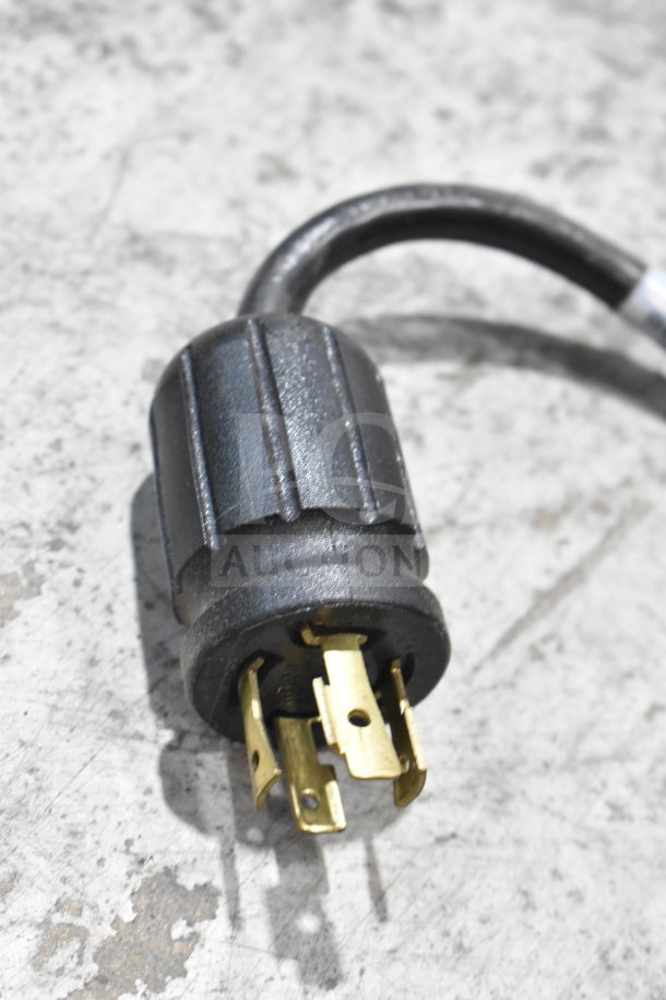 Power plug for True GDM-72F-HC Freezer, black, three-pin connector. Part of the 115/208-230V, 1-phase setup.