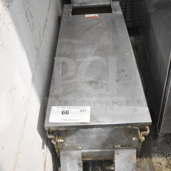 ME50 Commercial Portable Oil Filter, 120V, 1 Phase. Stainless steel body, visible auction tag with lot number 66.
