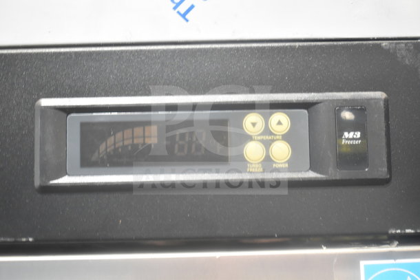 Turbo Air M3F24-1-N single door freezer, digital display panel, 115V, 1 phase, commercial use, controls visible.
