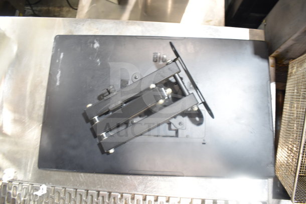 POS monitor with adjustable mount on a stainless steel surface, included in auction lot with Bixolon SRP-S300 and Epson receipt printers.