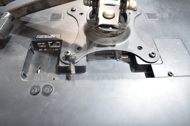 POS monitor base with visible DC IN and LAN ports. Item includes Bixolon SRP-S300 and Epson receipt printers.