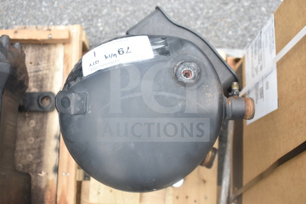 Emerson ZF34K5E-TFD-260 compressor, 3 phase, black finish, visible label with technical details, mounted on a pallet.