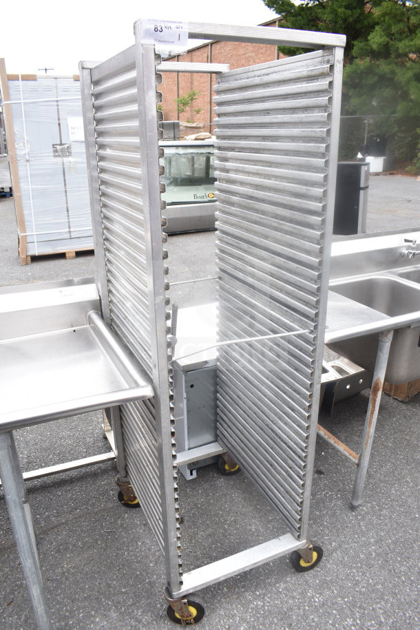 CresCor 2001841 commercial pan transport rack on casters, aluminum, vertical slots, industrial use, excellent condition.