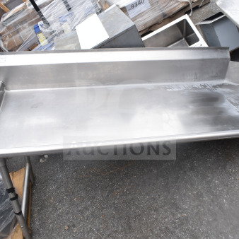 Stainless steel Clean Side Left Side Dishwasher Table, sturdy construction, good condition, slight surface marks visible.