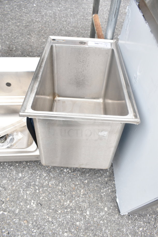 Elkay Single Bay Drop-In stainless steel sink, slightly used, visible surface marks, suitable for commercial use.