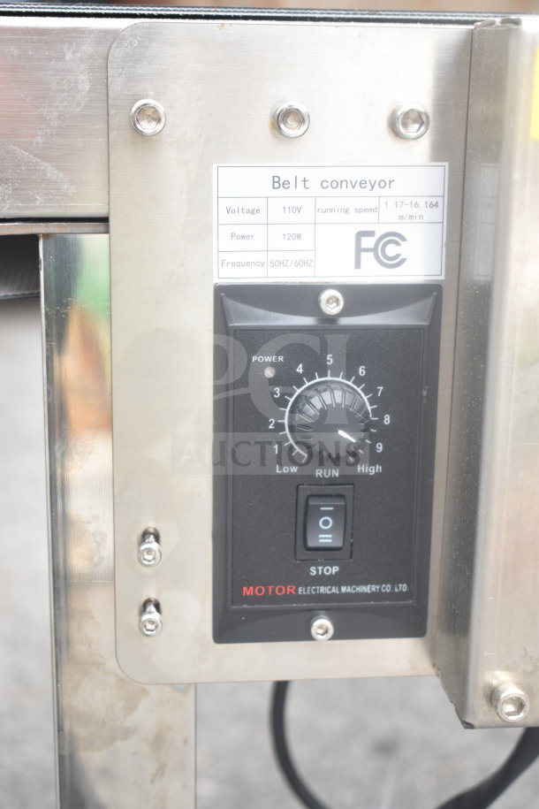 Vevor Belt Conveyor control panel, 110V, single-phase, 120W. Includes adjustable speed dial and stop switch.