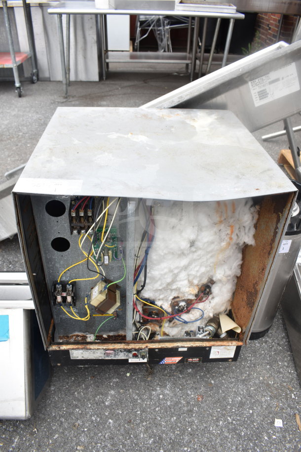 Hatco Commercial Hot Water Booster Heater, 480 Volts, 3 Phase. Visible wear, internal wiring and components exposed.