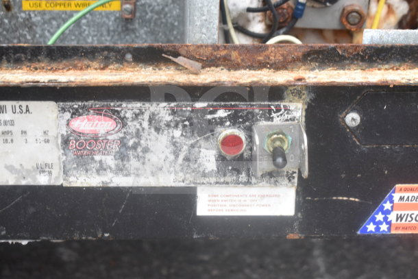Hatco Commercial Hot Water Booster Heater, 480V, 3 Phase, used condition, visible controls and labels indicating maintenance.