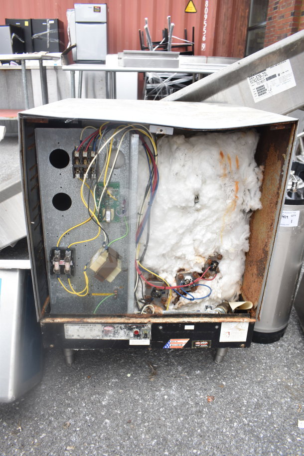 Hatco Commercial Hot Water Booster Heater, 480 Volts, 3 Phase, interior view showing wiring and insulation, condition visible.