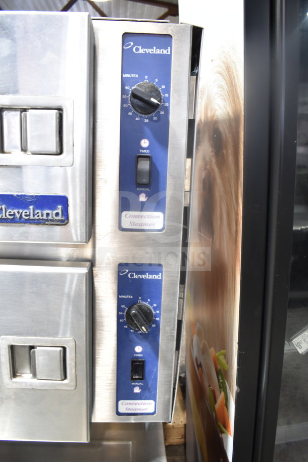 Cleveland 24CEM24 commercial 2-deck convection steam cabinet, electric, controls shown. 440/480V, 3 phase, good condition.