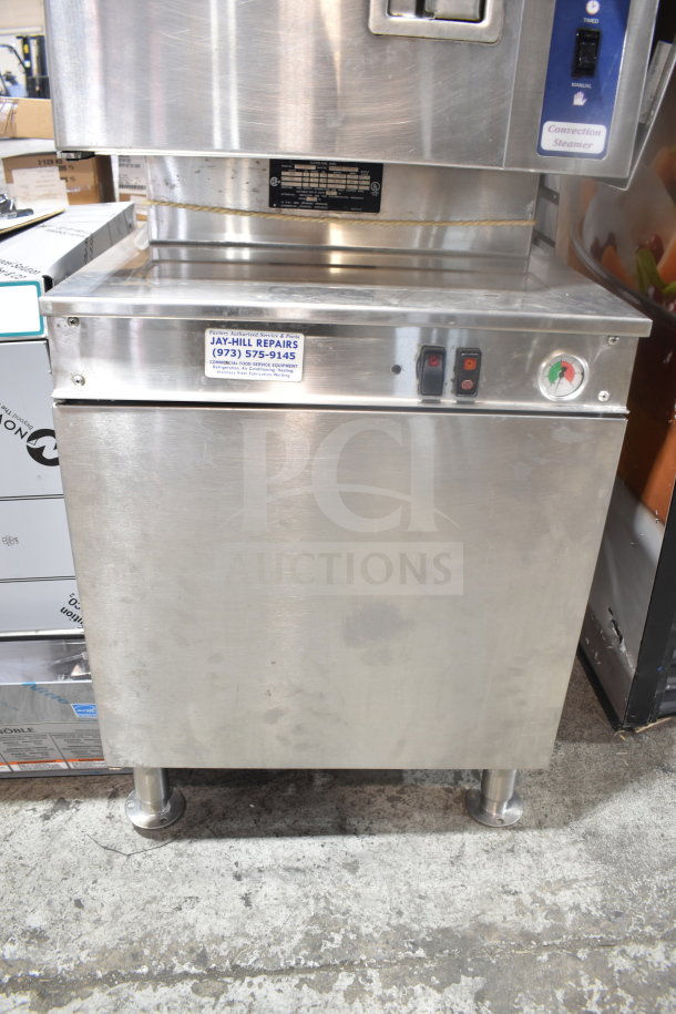 Cleveland 24CEM24 electric convection steam cabinet, floor style, 2 deck, 440/480V, 3 phase, with repair label.