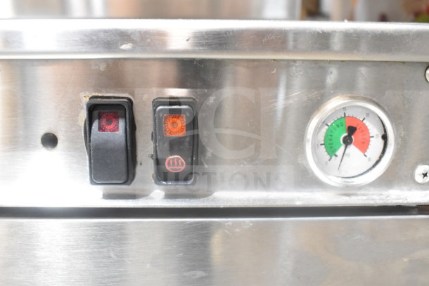 Cleveland 24CEM24 steam cabinet control panel with switches and pressure gauge. Electric, 440/480V, 3 phase.