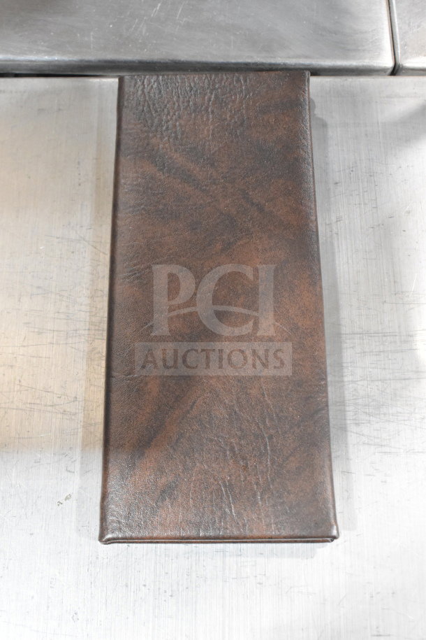 Brown menu cover, textured leather-like appearance, rectangular shape. Total set: 24 pieces. Used condition.