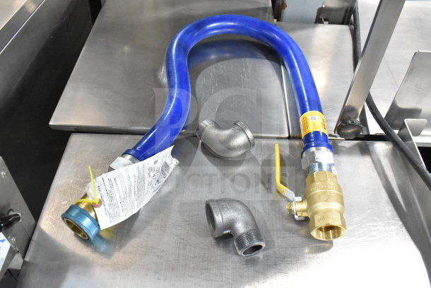 Dormont 16125KIT48 Deluxe SnapFast 48" gas connector kit with two elbows, restraining cable, 1 1/4" diameter.