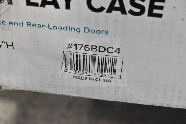 Brand new 176BDC4 bakery display case with 4 trays, front and rear doors, 24"x14"x24", minor scratches, made in China.