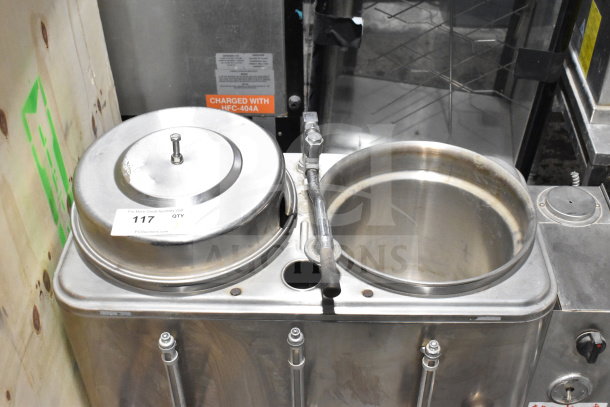 Cecilware commercial countertop hot tea urn, stainless steel, 120 volts, 1 phase, good condition, includes labeled controls.