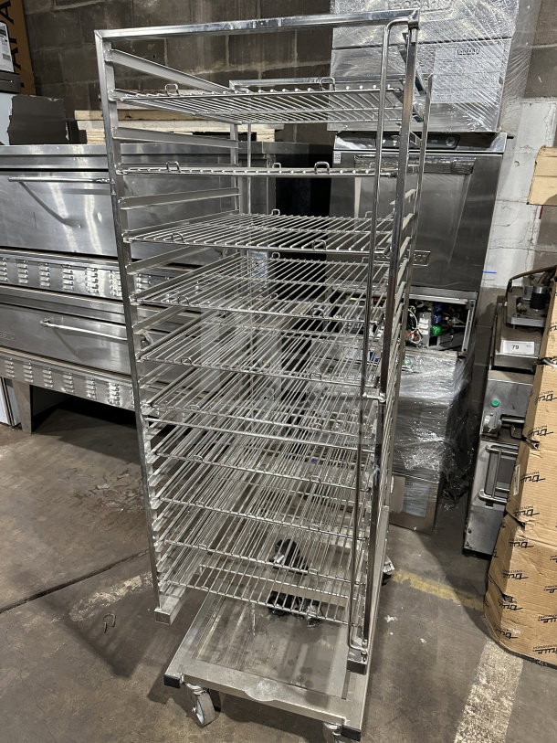 Alto-Shaam Combitherm 2020G stainless steel full-size roll-in rack combi oven, natural gas, with full-size rack, on legs.