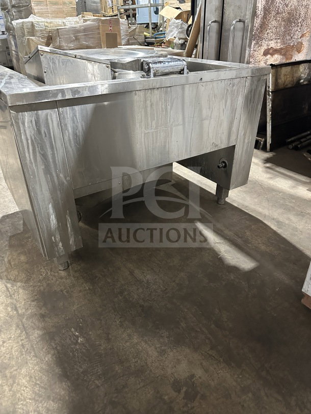 Electrolux ProThermetic Sprint gas tilting boiling pan, model CKU5HOEOOOO, stainless steel, on legs, 120V, commercial use.