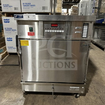Commercial Winston Industries CAC507GR Cook-N-Hold Oven, stainless steel, electric, half size, on casters, model SN: 20010808-051.