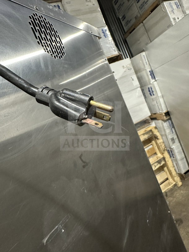 Winston Industries stainless steel heated holding cabinet, model HA4522GE, pass-through doors, includes power cord.