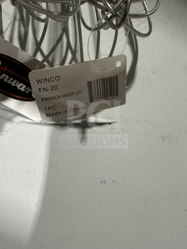 Winco 20" stainless steel French whip, model FN-20, brand new with tag, barcode SN: 812944005245, made in China.