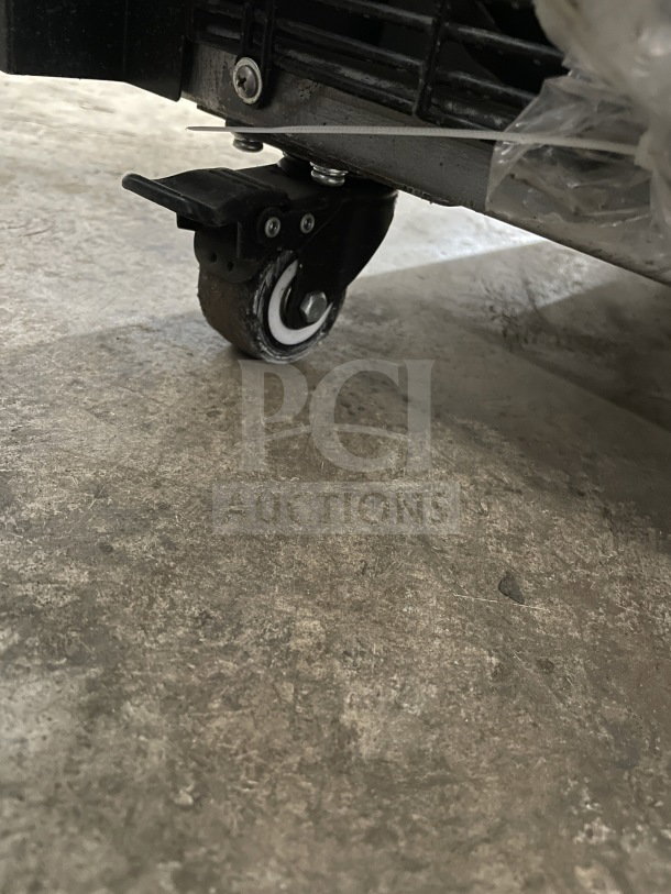 Avantco 193VOA48B open air merchandiser caster, highlighting easy mobility feature. Brand new, commercial, 115V, 1 phase.