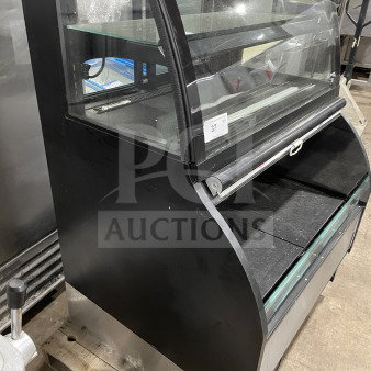 Structural Concepts Harmony Series 39" refrigerated merchandiser, model HMBC3, stainless steel and black, dual service, SN: 436544.
