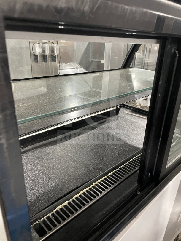 Structural Concepts Harmony Series HMBC3 refrigerated merchandiser, stainless steel and black finish, dual service, excellent condition.