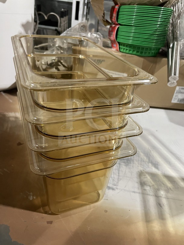 Cambro 631-1 Yellow Clear High Heat Food Pan, polycarbonate, commercial grade, stackable.