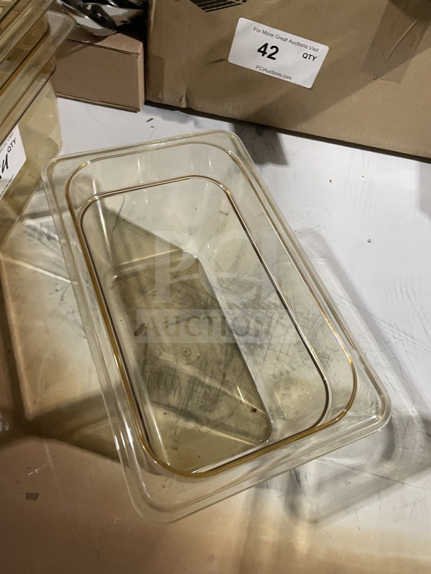 Cambro polycarbonate yellow clear high heat food pan, Model 631-1. Good condition, durable commercial use.