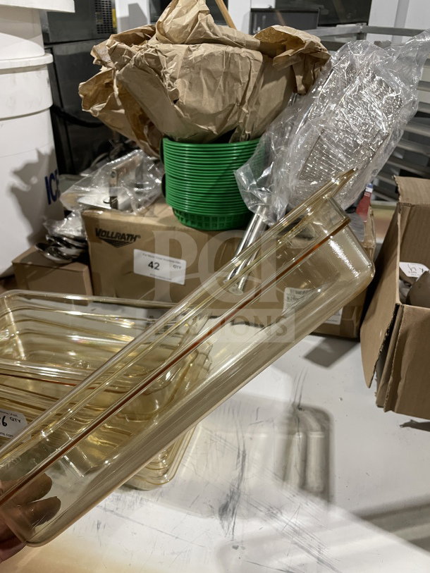 Cambro polycarbonate yellow clear food pan, model 631-1, high heat, 1/3x2.5", good condition.