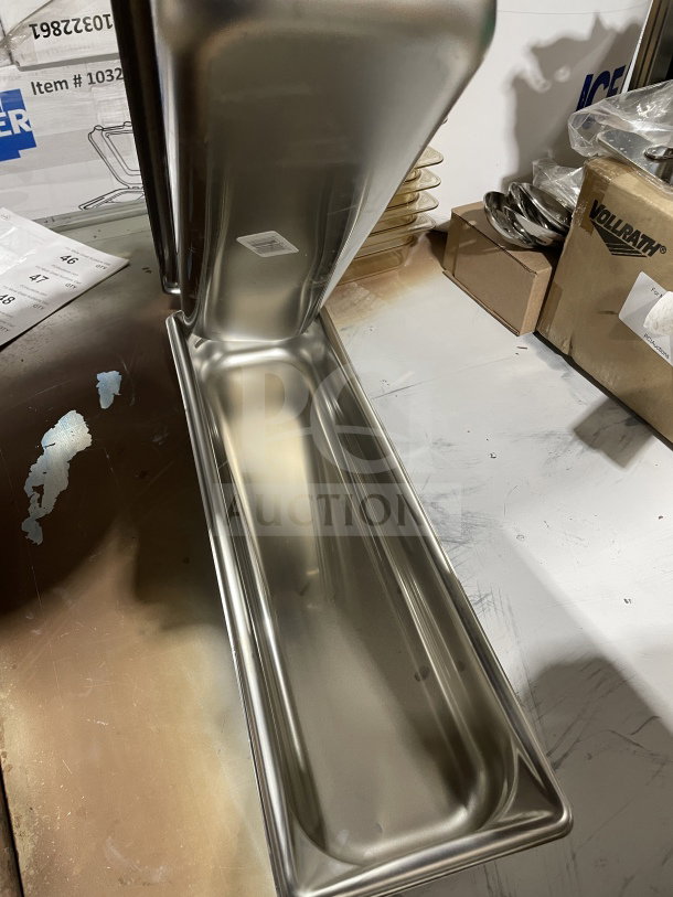 BRAND NEW Vollrath stainless steel full-size steam pan, Model 90322, pristine condition, features durable construction.