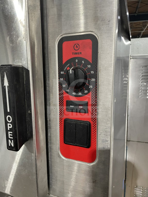 Vulcan C24GA10 stainless steel convection steamer cabinet, dual cabinet, natural gas, 120V, timer control panel visible.