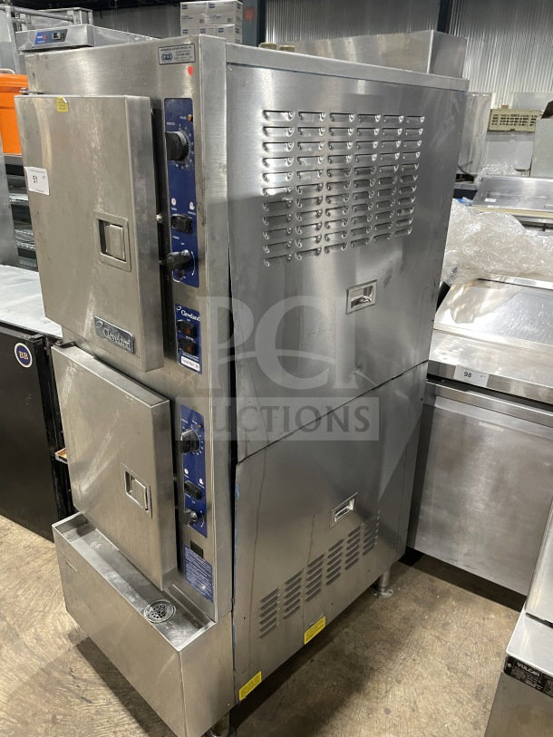 Cleveland Range SteamCraft Ultra-10 stainless steel gas convection steamer, dual compartment, Model 24CGA10.2, good condition.
