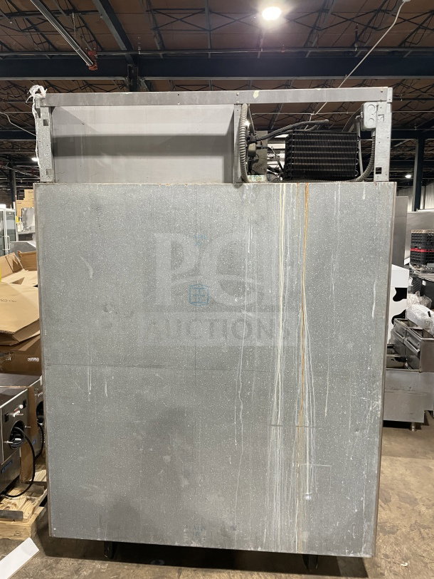 Victory commercial reach-in stainless steel 2-door refrigerator with Power Cool analog control, on legs, in used condition.