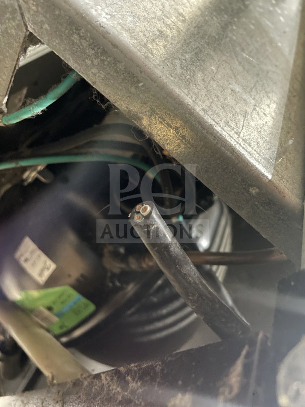 Beverage-Air SMF49Y milk cooler interior wiring, model label visible, stainless steel, electric, 115V, 1-phase, used condition.