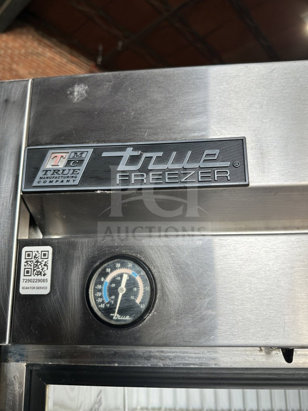 True Commercial Stainless Steel Freezer, Model T-23F, Single Door, Energy Star Certified, Poly Coated Rack, on Casters.