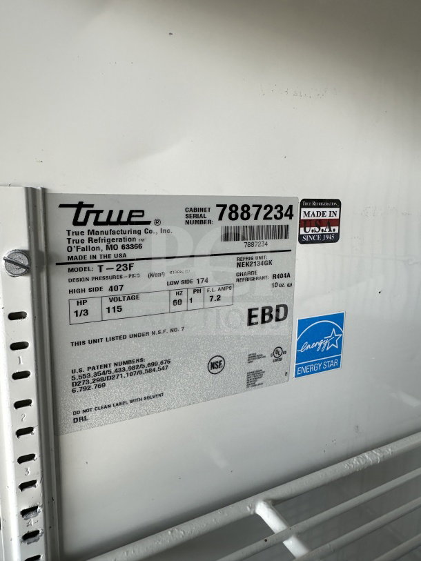 True T-23F commercial stainless steel single door freezer, Energy Star certified, with poly coated wire rack, 115V, on casters.