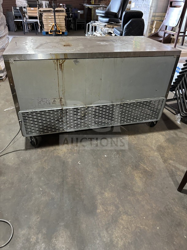 Master Bilt UF60 Fusion Series commercial freezer, stainless steel, 2-door, includes poly-coated wire racks, on casters, 115V 1 Phase.
