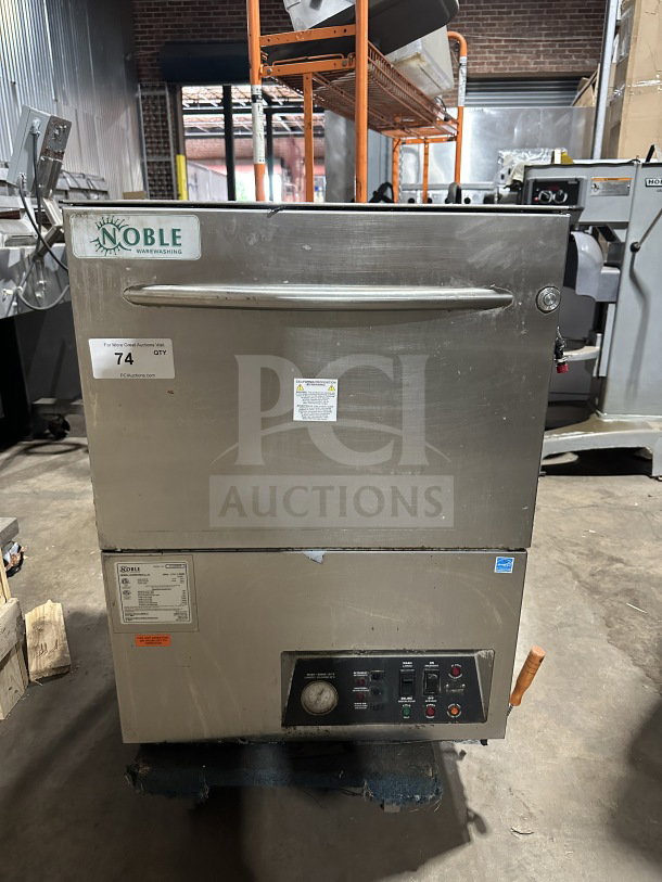 Noble WAREFORCEUL30 undercounter dishwasher, stainless steel, electric, 115V, 1 phase, used condition, visible control panel and labels.