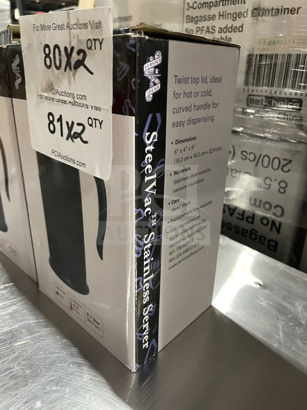 BRAND NEW Service Ideas SteelVac Series stainless steel beverage server, twist top lid, 6"x4"x9", ideal for hot/cold drinks.