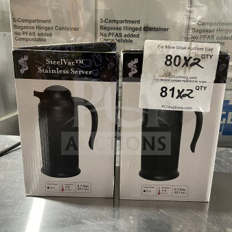 BRAND NEW Service Ideas SteelVac Series Dairy & Beverage Server, 0.7L capacity, black, retains heat 4-6 hours, boxed.