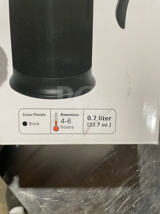 Brand new Service Ideas SteelVac Series beverage server, black, 0.7 liter, retains temperature 4-6 hours.
