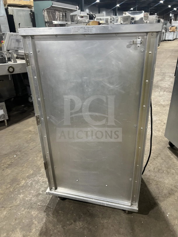 Cres Cor stainless steel heated holding cabinet, Model 1290006, insulated, built-in pan slides, on casters, 120V, 1 phase.