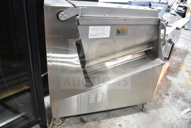 2016 Hobart MG2032 commercial meat mixer grinder, 208 volts, 3 phase. Stainless steel, floor style. Visible label: "444402 Hobart MG."