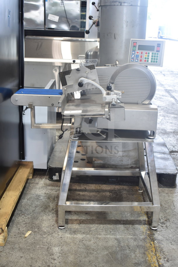 Brand new Jaccard VA4000ATGRT meat slicer with conveyor, digital control panel, tested working, 110V, 1 phase.