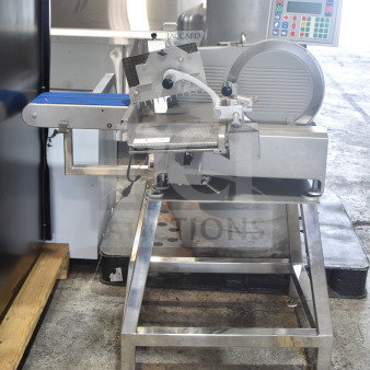Brand new Jaccard VA4000ATGRT meat slicer with conveyor, digital control panel, tested working, 110V, 1 phase.