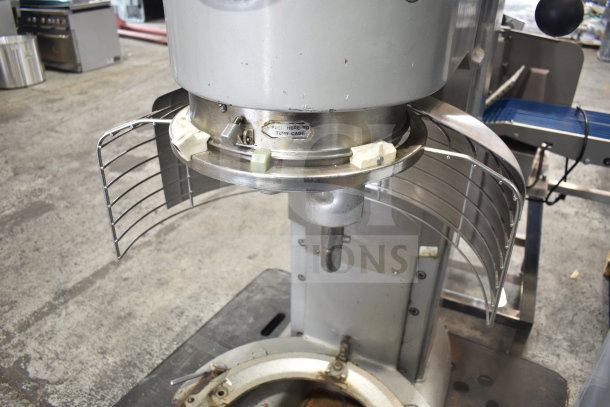 Hobart M-802 80 Quart Commercial Dough Mixer with bowl adapter, bowl guard, and dough hook. 200V, 3-phase.